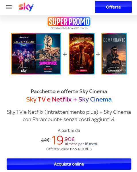 sky super promo comandante