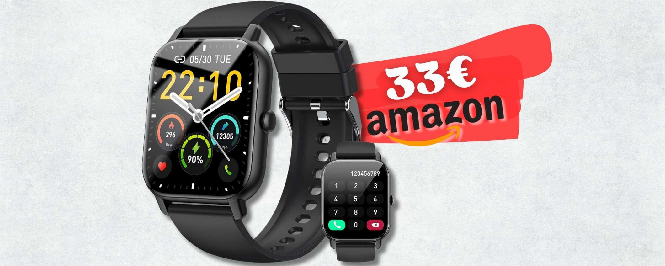 Smartwatch POTENTE come uno smartphone: waterproof e chiamate (33€)