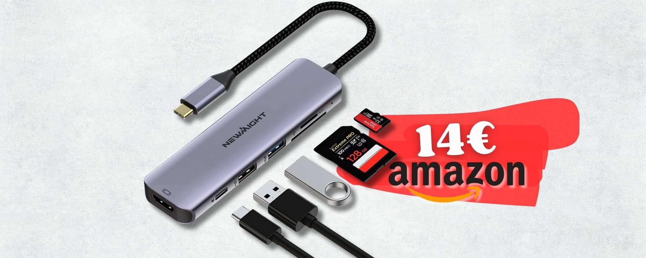 HUB USB C con 6 in 1 da usare su MacBook e non solo (sconto doppio)