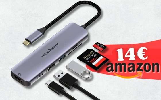 HUB USB C con 6 in 1 da usare su MacBook e non solo (sconto doppio)