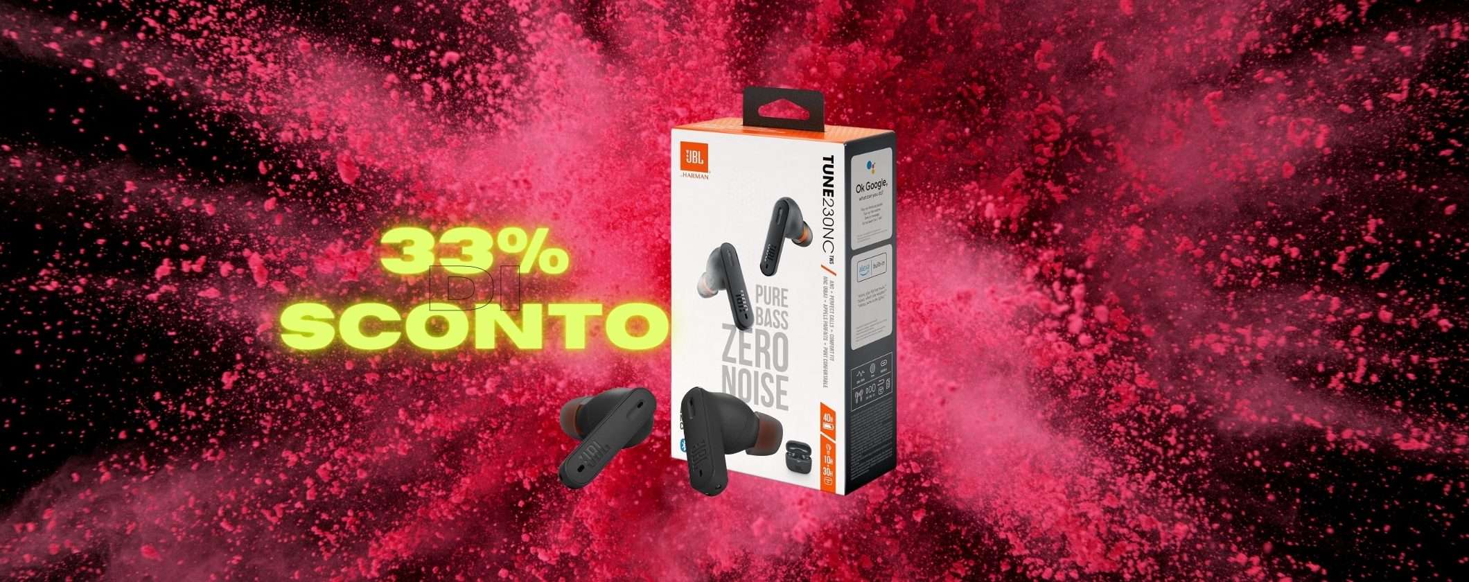 Auricolari JBL TUNE 230NC: 40 ore di autonomia e 33% di sconto