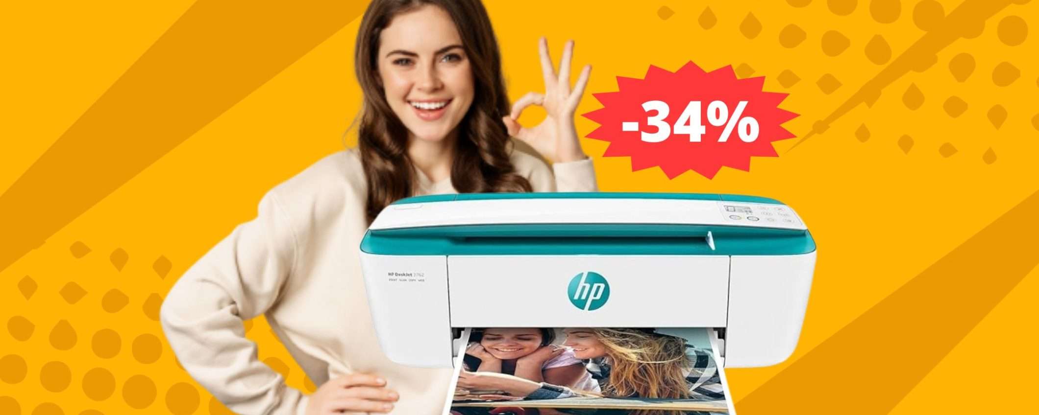 Stampante HP DeskJet 3762: IMBATTIBILE con questo sconto