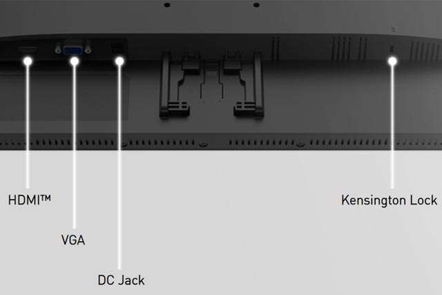 MSI PRO MP241X: le porte di connessione presenti sul retro del monitor