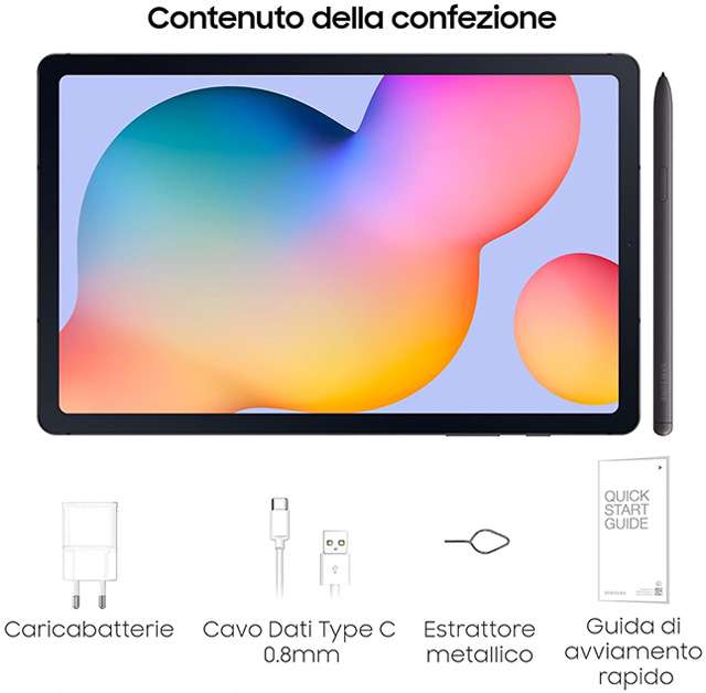 Samsung Galaxy Tab S6 Lite: il contenuto della confezione