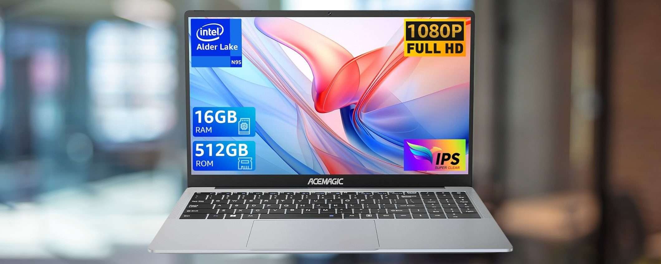 Notebook sottile e leggero con 16GB di RAM e SSD 512GB a 270,99€: DOPPIO SCONTO Amazon