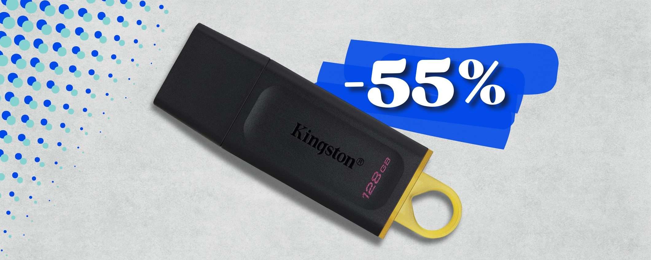 Chiavetta USB 128GB 3.1 firmata Kingston: meno di 9€ per farla tua