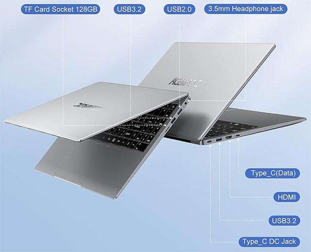 ACEMAGIC AX15: design e porte di connessione del notebook