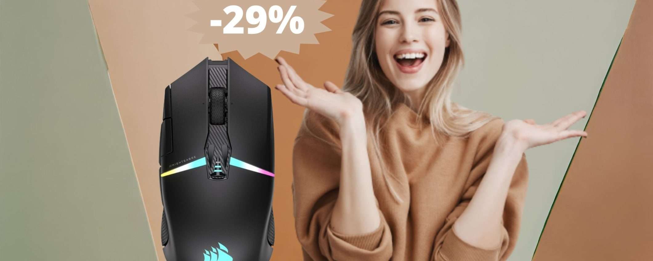 Mouse Corsair NIGHTSABRE: sconto IMPERDIBILE del 29%