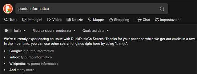 Ancora problemi per il motore di ricerca DuckDuckGo