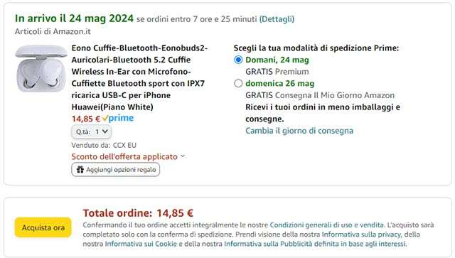 L'offerta lampo di Amazon sulle cuffie Bluetooth in-ear Eonobuds2