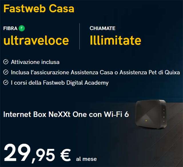 L'offerta di Fastweb Casa