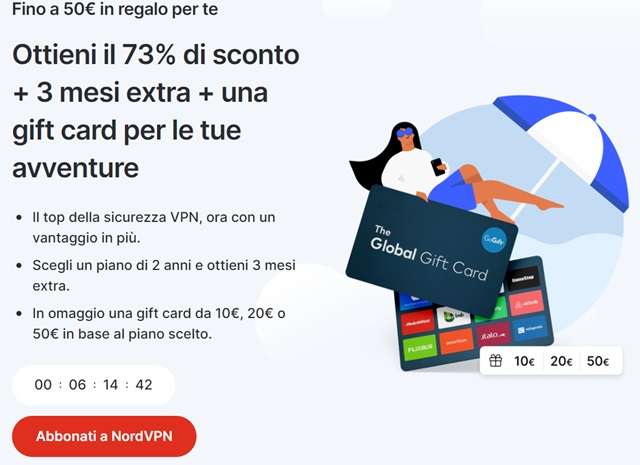 fino a 50 euro in regalo nordvpn