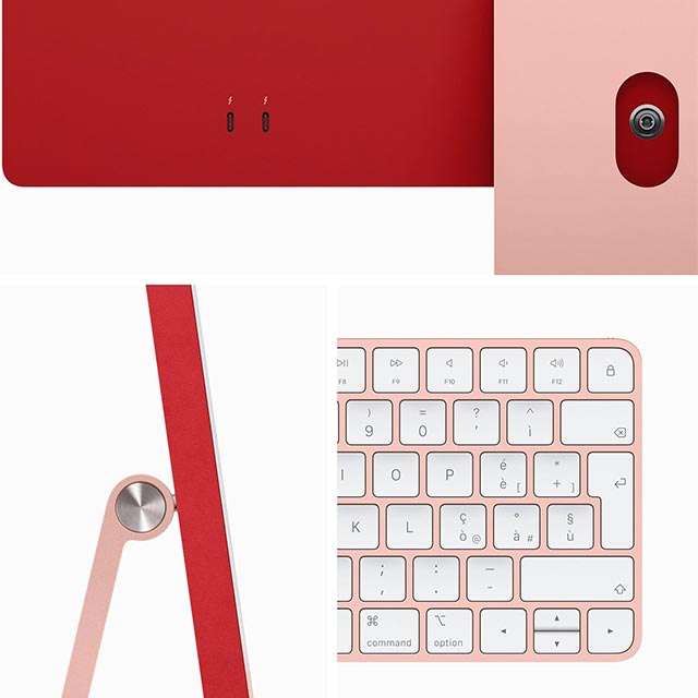 Dettagli per il design di iMac con chip Apple M3 nella colorazione Rosa