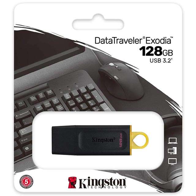 La confezione della pendrive 128 GB della serie Kingston DataTraveler Exodia