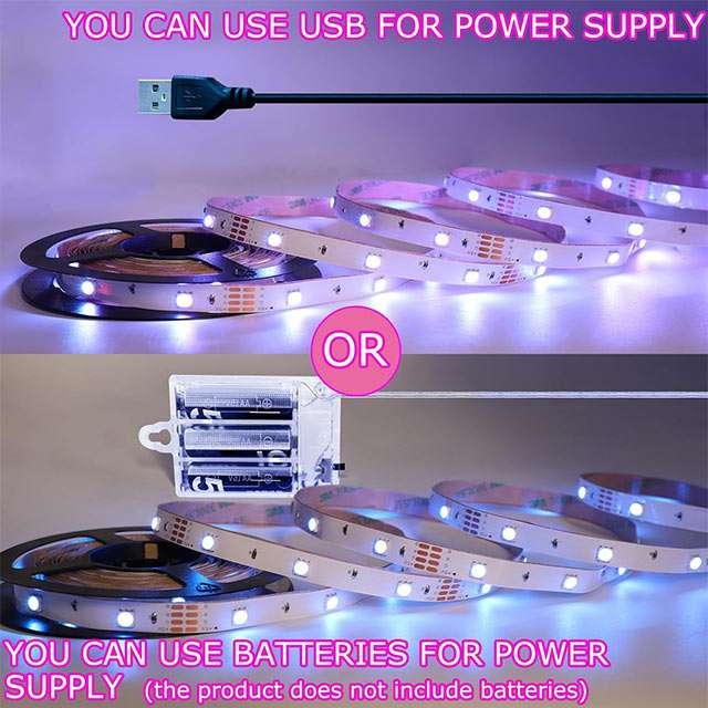 La striscia LED alimentata a batteria o via USB