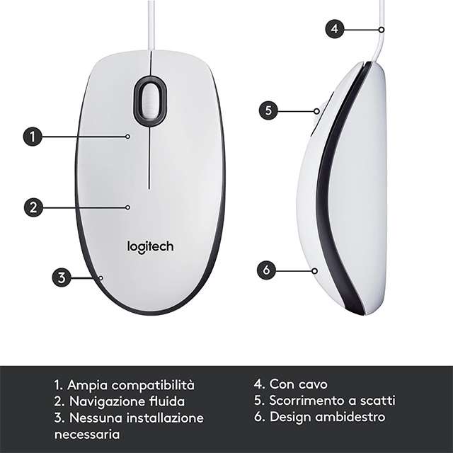 Le caratteristiche del mouse Logitech M100