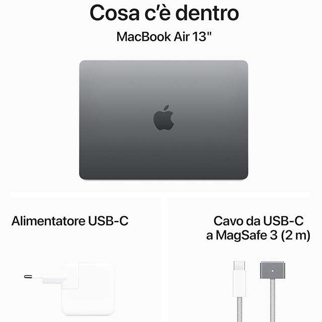 MacBook Air da 13 pollici con chip Apple M3: cosa c'è nella confezione