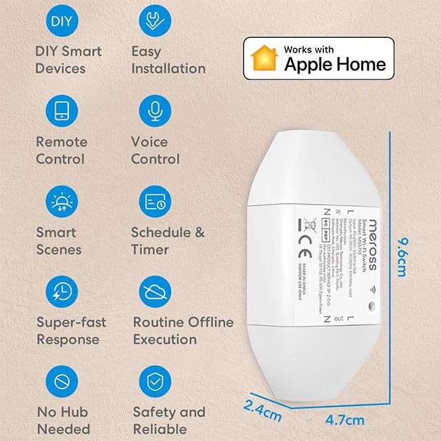 Le caratteristiche dell'interruttore intelligente Meross Smart Wi-Fi Switch