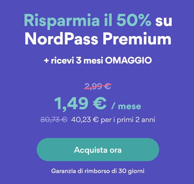 nordpass in sconto del 50 per cento