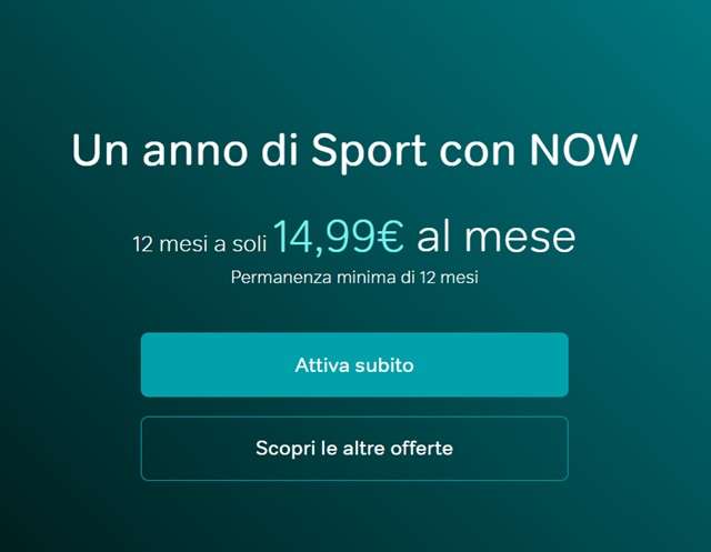 now un anno a 14,99 euro al mese