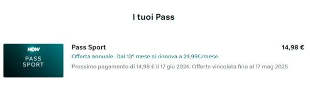 pass sport now attivazione