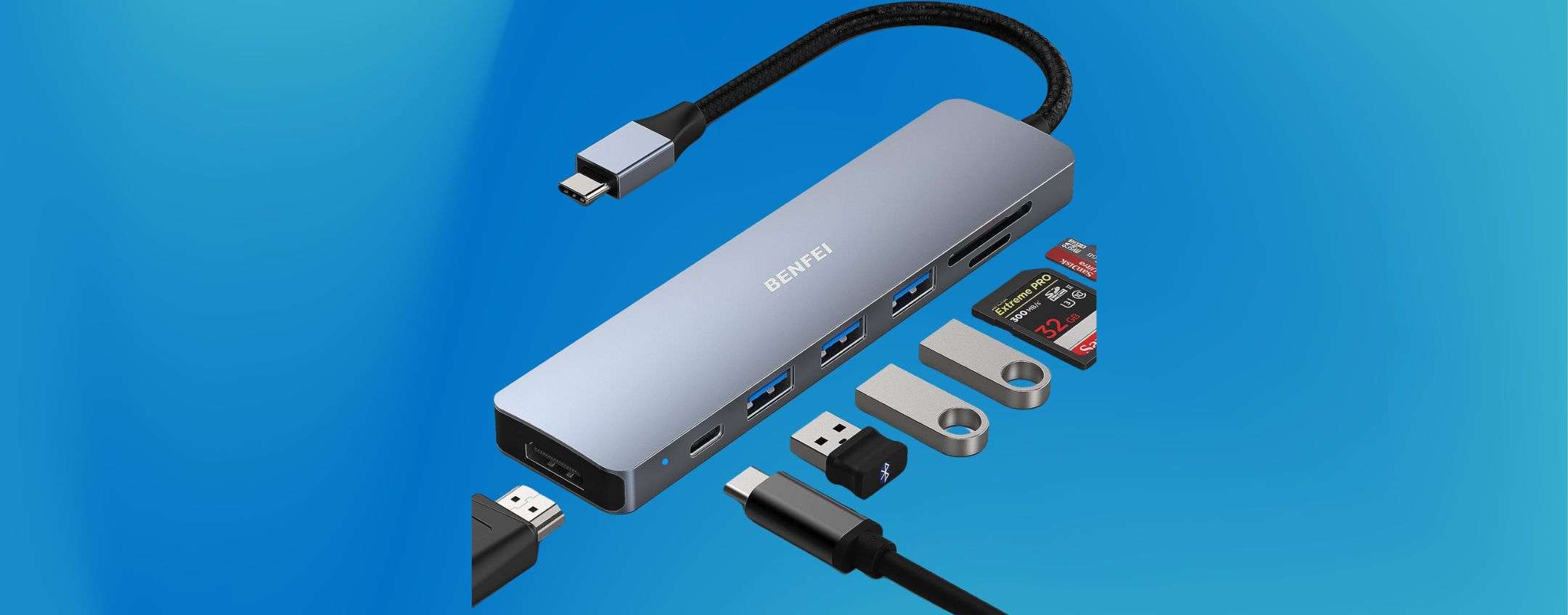 Hub USB 7-in-1 in sconto a meno di 15 euro su Amazon