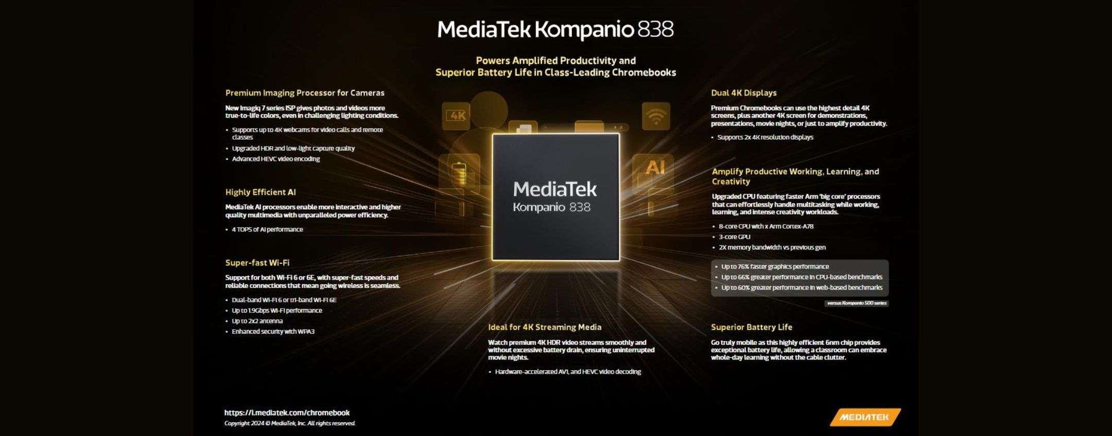 Nuovo chip MediaTek per Chromebook con NPU dedicata all’AI