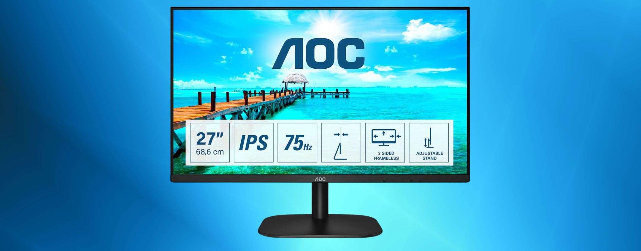 Monitor Full HD 27 pollici a 105 euro: l’affare è su Amazon