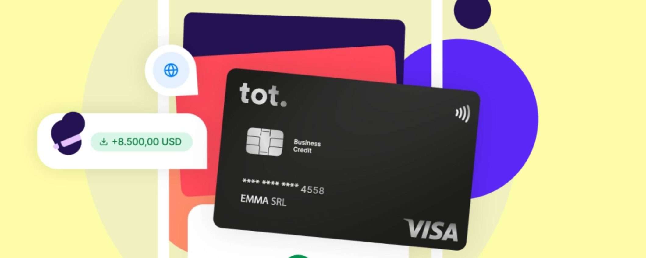 Tot: conto aziendale gratis per 3 mesi e carta Visa Business Credit inclusa