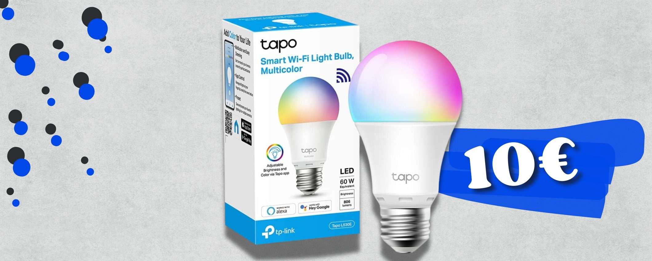 Lampadina LED SMART con multicolor a soli 10€, su Amazon lo sconto