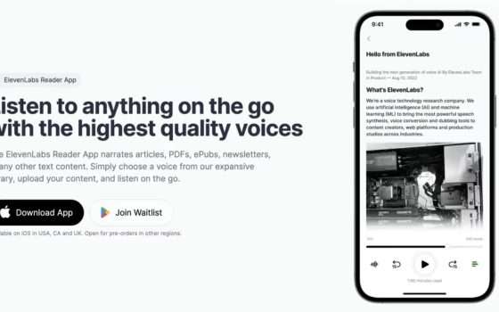 App Reader di ElevenLabs trasforma testi in audio con le voci AI
