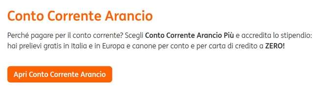 apri conto corrente arancio piu