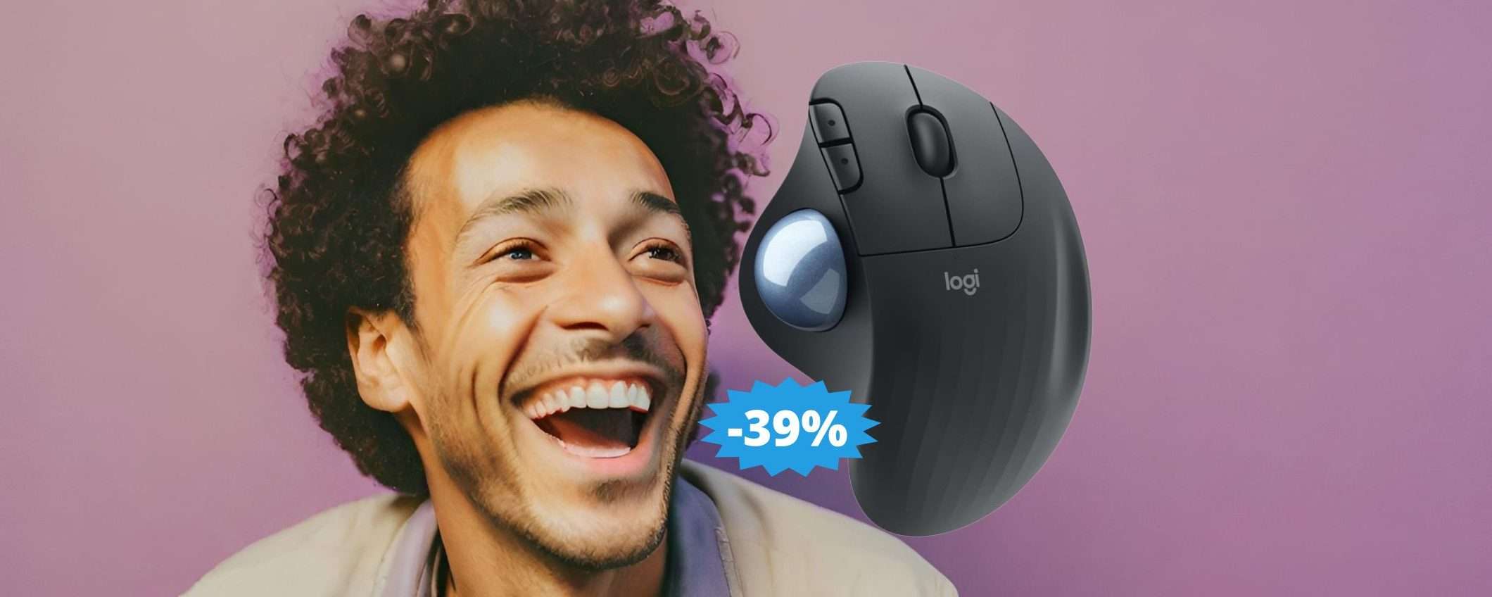 Mouse Logitech Ergo M575: sconto EPICO del 39% su Amazon