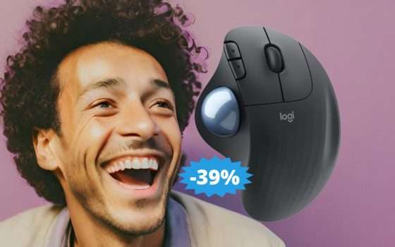 Mouse Logitech Ergo M575: sconto EPICO del 39% su Amazon