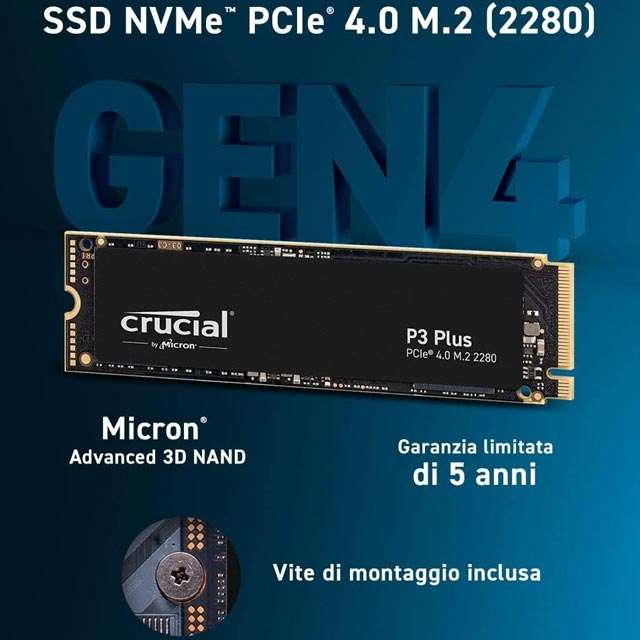 Le caratteristiche dell'unità SSD della gamma Crucial P3 Plus