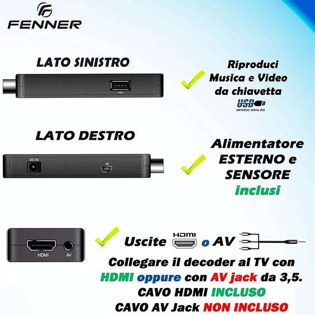 Le caratteristiche del decoder DVB-T2 Mini Stick di Fenner per il digitale terrestre