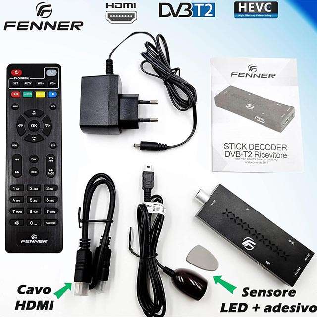 Fenner, decoder DVB-T2 Mini Stick per il digitale terrestre: cosa c'è nella confezione