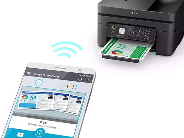 La stampante Epson Workforce WF-2930DWF funziona anche wireless connettendosi allo smartphone