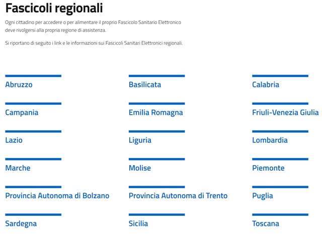 fascicolo sanitario elettronico fascicoli regionali