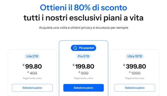 internxt 80 per cento di sconto