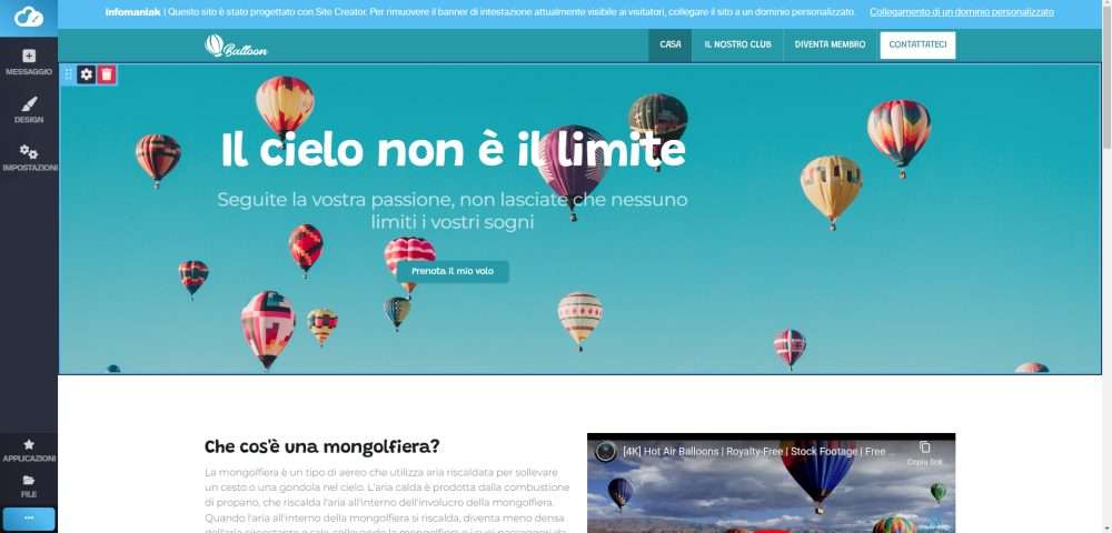 Personalizzare sito Web hosting Infomaniak