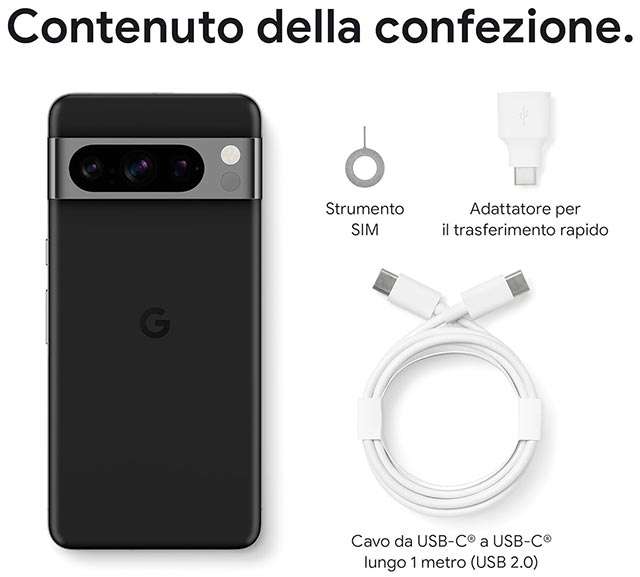 Pixel 8 Pro: il contenuto della confezione