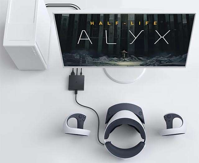 L'adattatore ufficiale di Sony che rende il visore PlayStation VR2 per la realtà virtuale compatibile con i PC