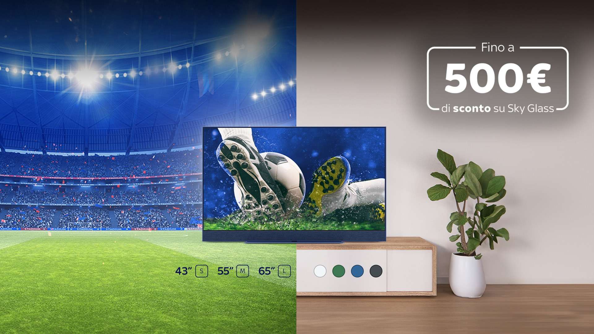 Fino a 500€ di sconto sulle Smart TV Sky Glass attivando un’offerta Sky