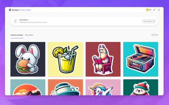 Microsoft Designer, nuova funzione per generare sticker