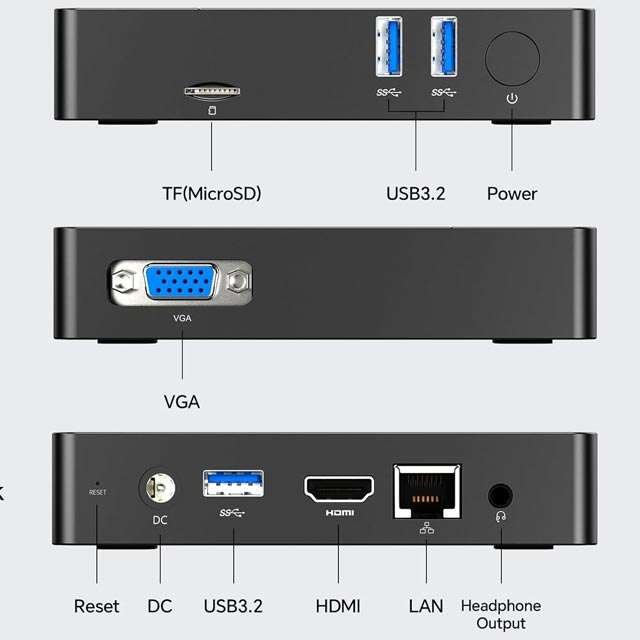 Teclast N10: le porte di connessione presenti sul Mini PC