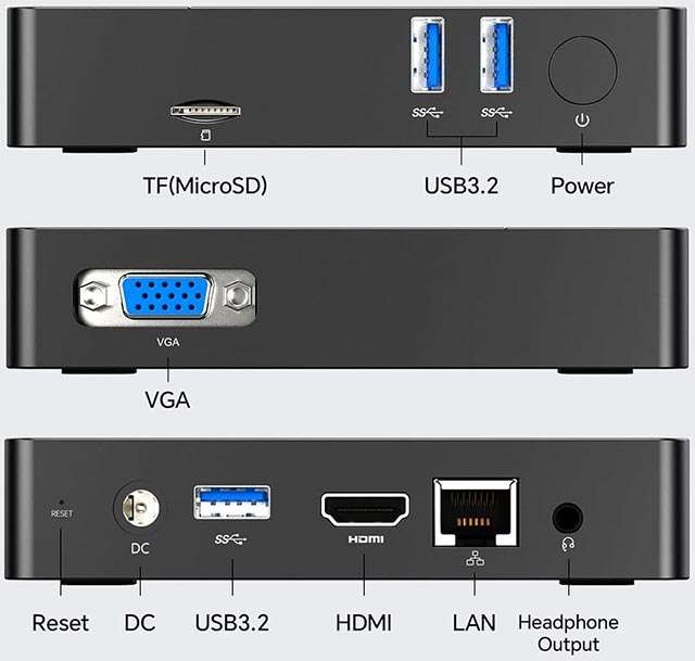 Teclast N10: le porte di connessione presenti sul Mini PC