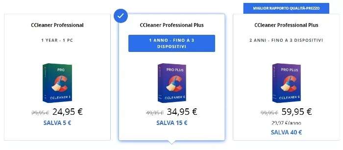 Prezzi CCleaner Professional Plus