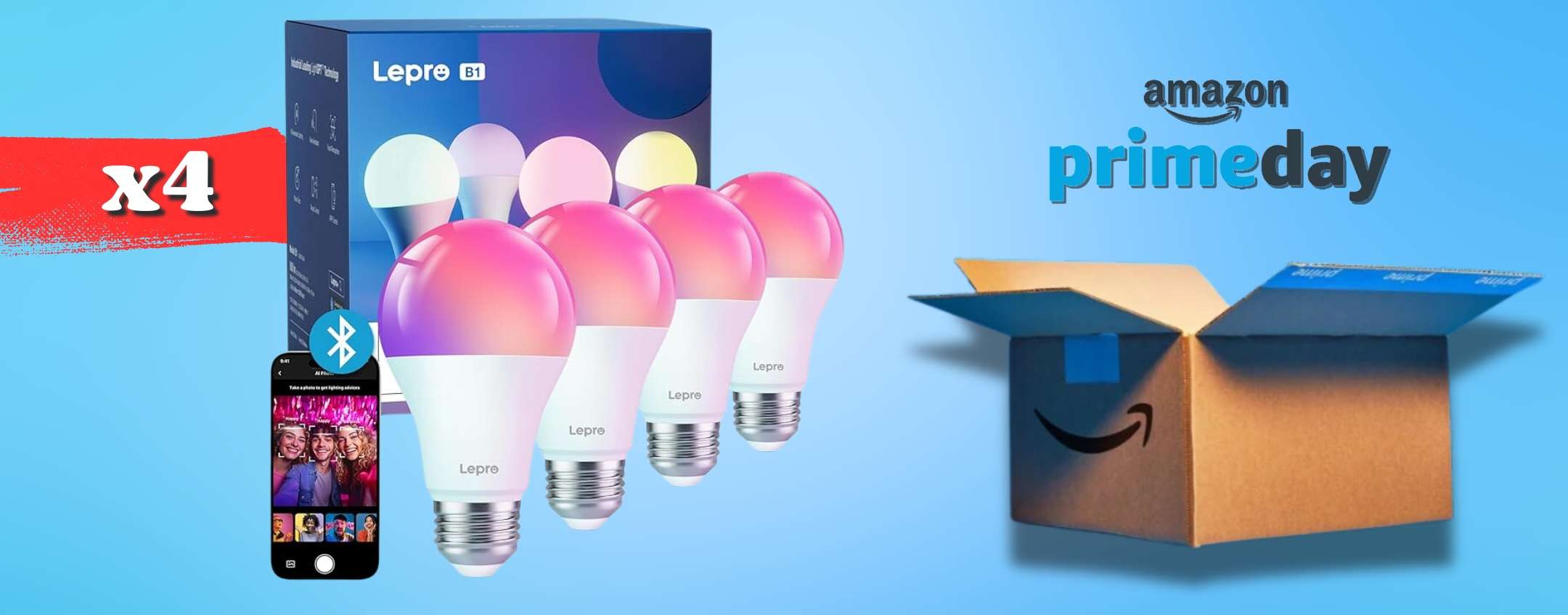 Illuminazione CONNESSA con 4 lampadine SMART in promo al Prime Day