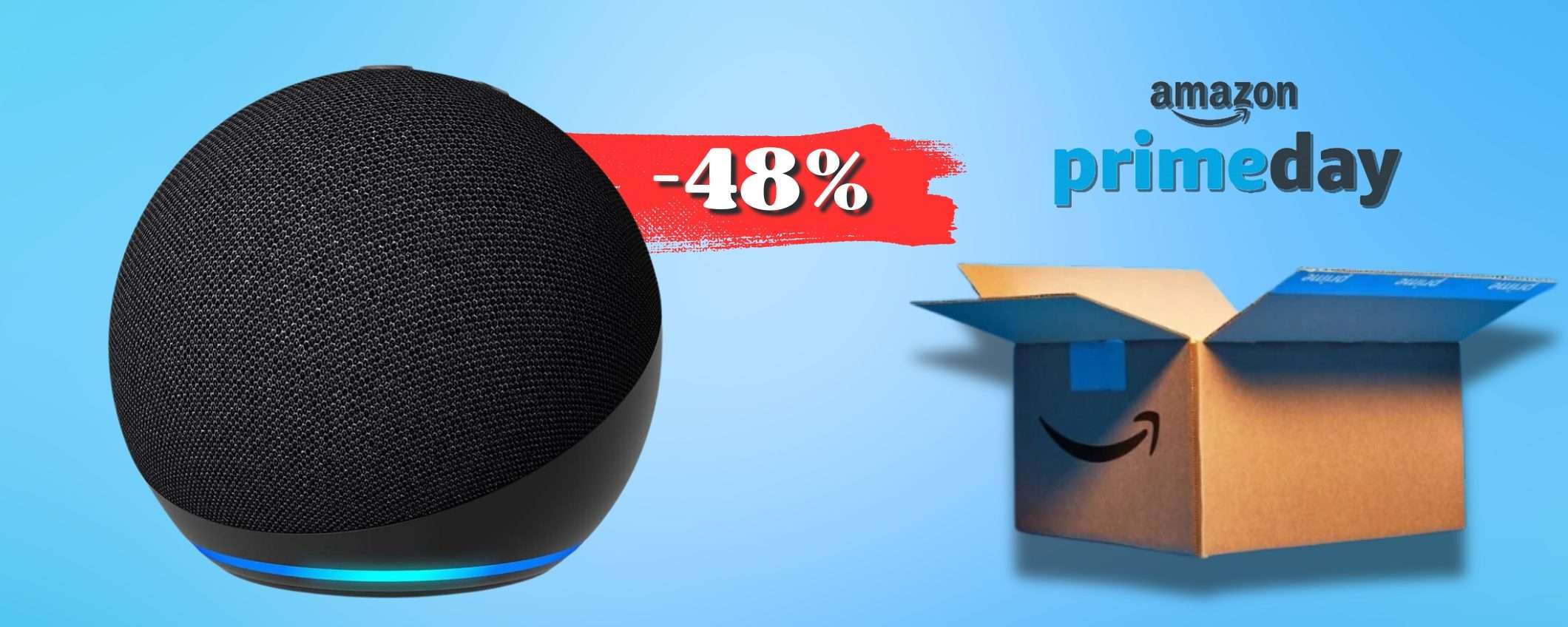 Echo Dot di 5ª generazione, sconto IMPERDIBILE 48% per i Prime Day